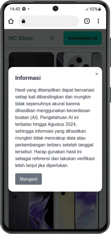 Tampilan saat menunggu perbandingan diproses