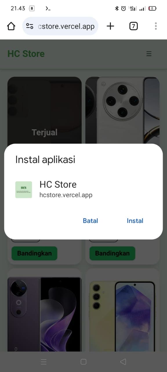 Aplikasi yang terpasang di layar utama ponsel
